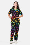 Dangerfield - Rainbow Hearts Scrub Set - black
