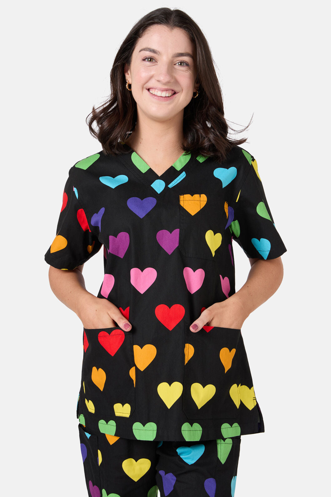 Dangerfield - Rainbow Hearts Scrub Set - black
