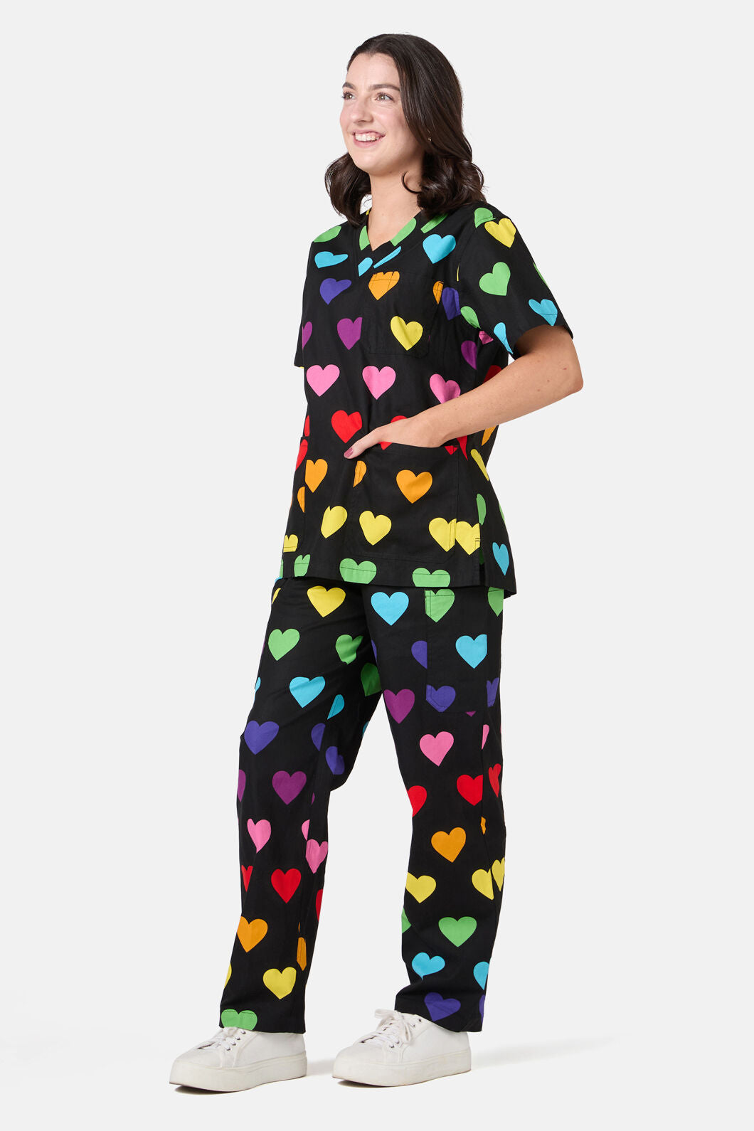 Dangerfield - Rainbow Hearts Scrub Set - black