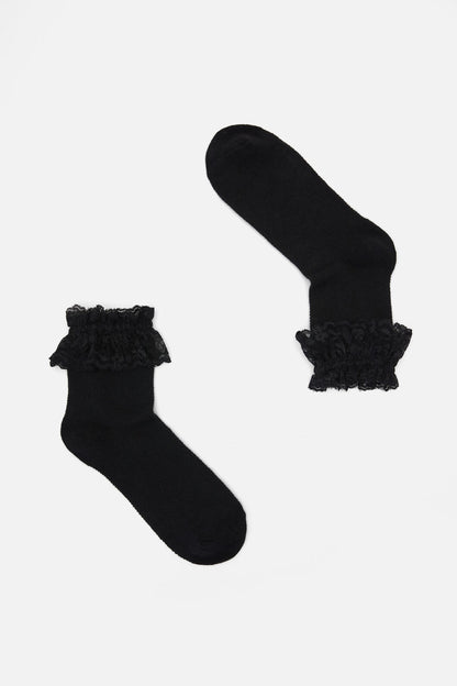 Dangerfield - Black Lace Top Sock - black
