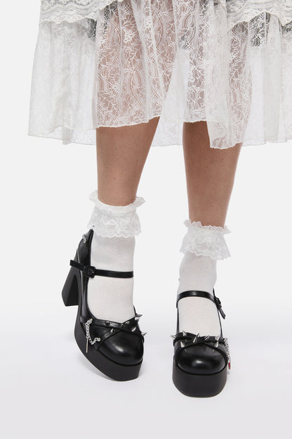 Dangerfield - White Lace Top Sock - white