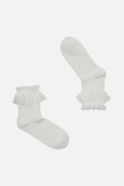 Dangerfield - White Lace Top Sock - white