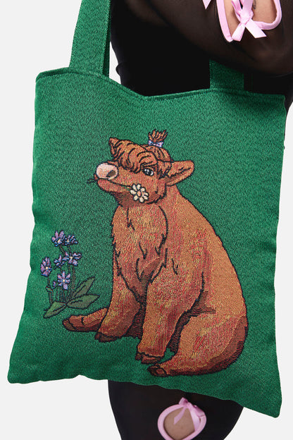 Dangerfield - Highland Cow Tote - green