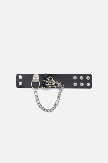Dangerfield - Skeleton Hand Chain Cuff - black