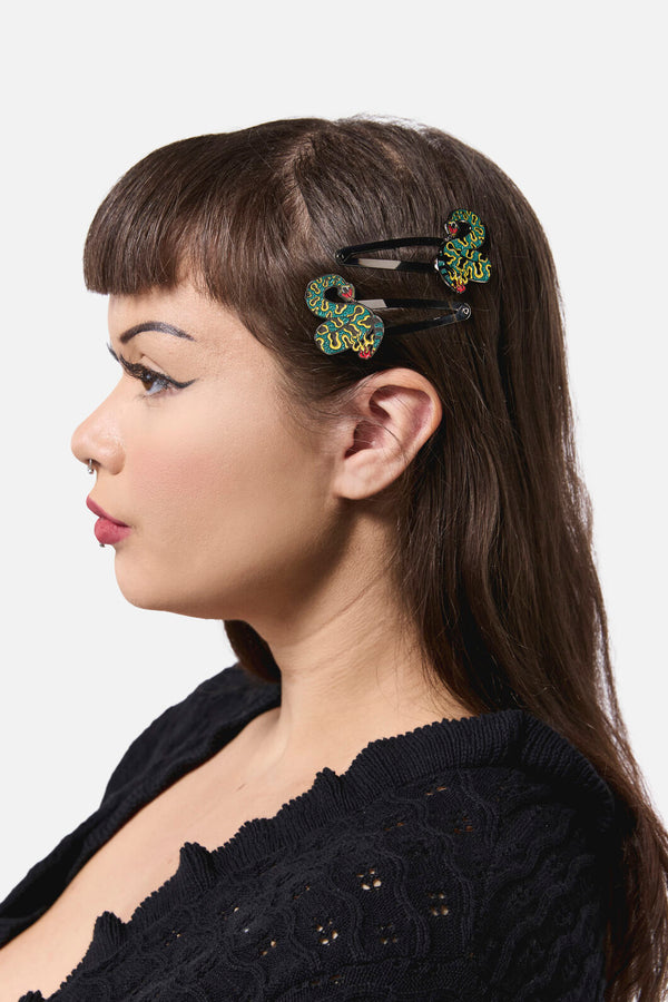 Dangerfield - Lawless Snake Hair Clips - black