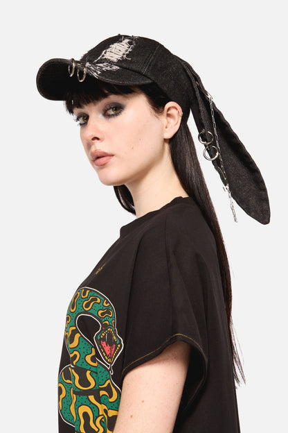 Dangerfield - Distressed Pierced CapwithEars - black