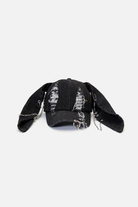 Dangerfield - Distressed Pierced Cap with Ears - black