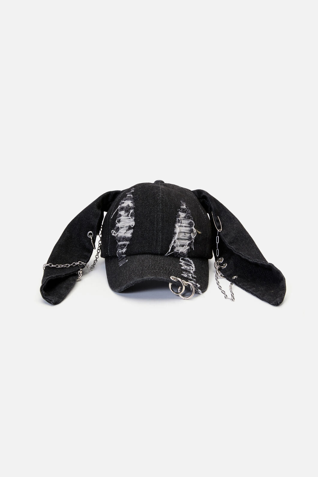 Dangerfield - Distressed Pierced Cap with Ears - black