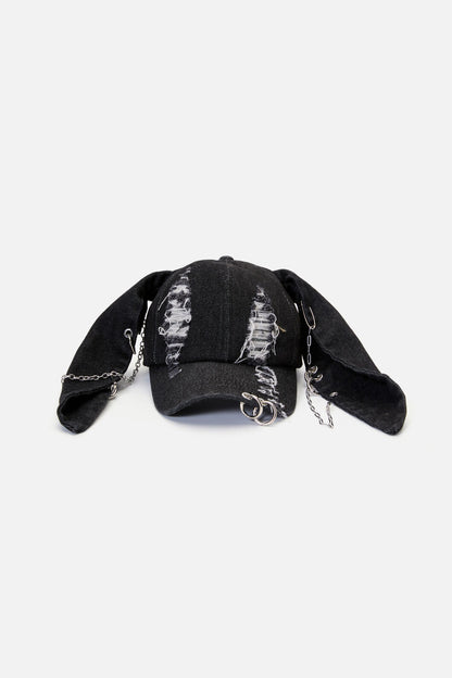 Dangerfield - Distressed Pierced CapwithEars - black