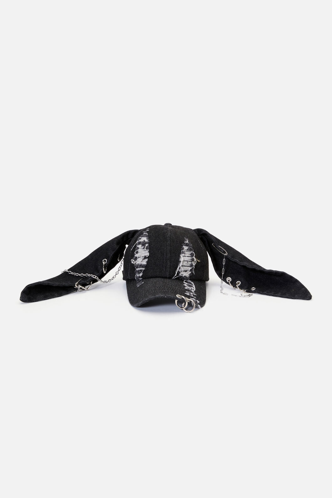 Dangerfield - Distressed Pierced Cap with Ears - black