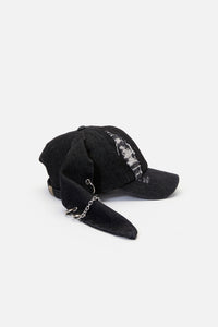 Dangerfield - Distressed Pierced Cap with Ears - black