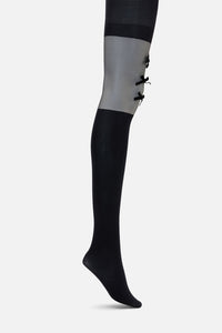 Dangerfield - Black Suspender Bow Tights - black
