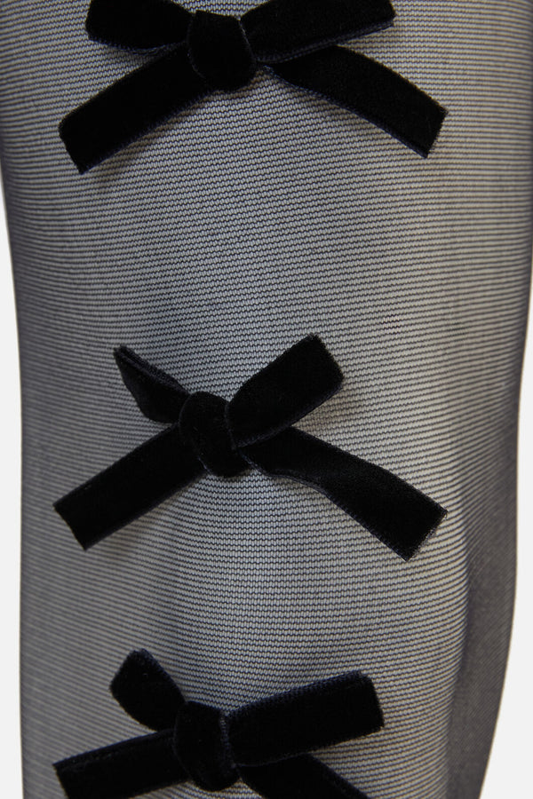 Dangerfield - Black Suspender Bow Tights - black