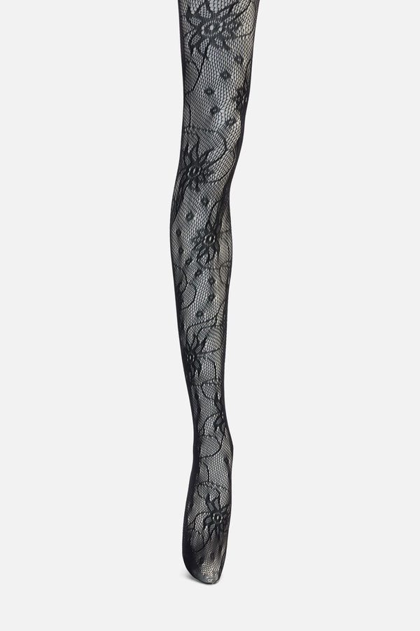 Dangerfield - Flower Fishnet Tights - black