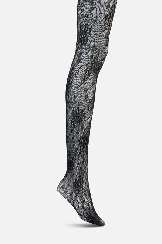 Dangerfield - Flower Fishnet Tights - black