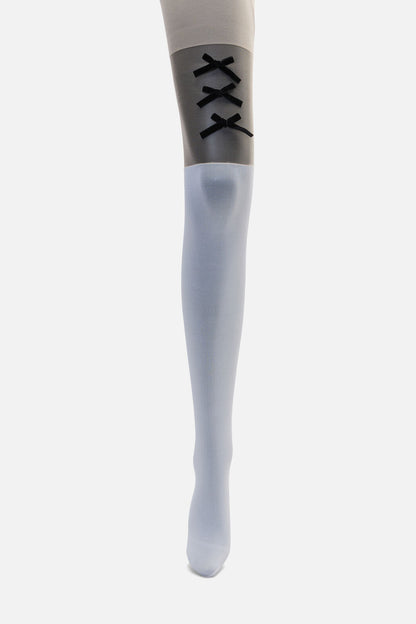 Dangerfield - White Suspender Bow Tights - white