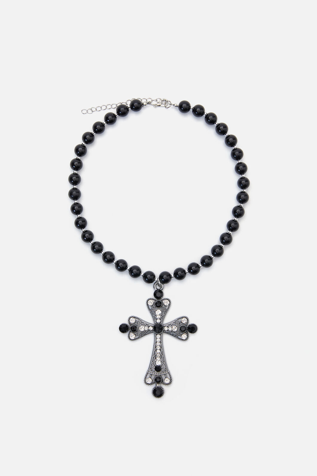 Dangerfield - Gothic Cross Bead Necklace - black