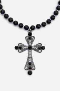 Dangerfield - Gothic Cross Bead Necklace - black