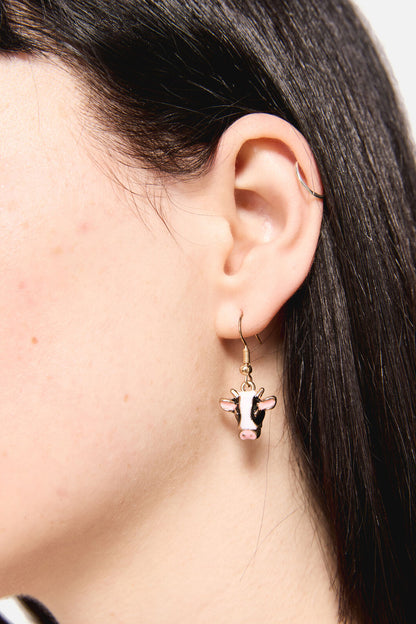 Dangerfield - 3D Cow Earrings - black-white