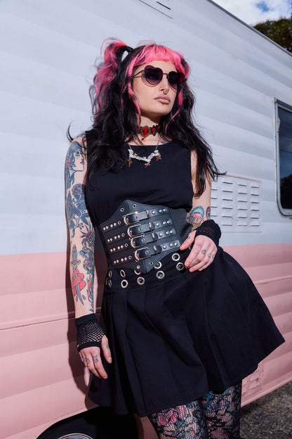 Dangerfield - Stud & Buckle Waist Belt - black