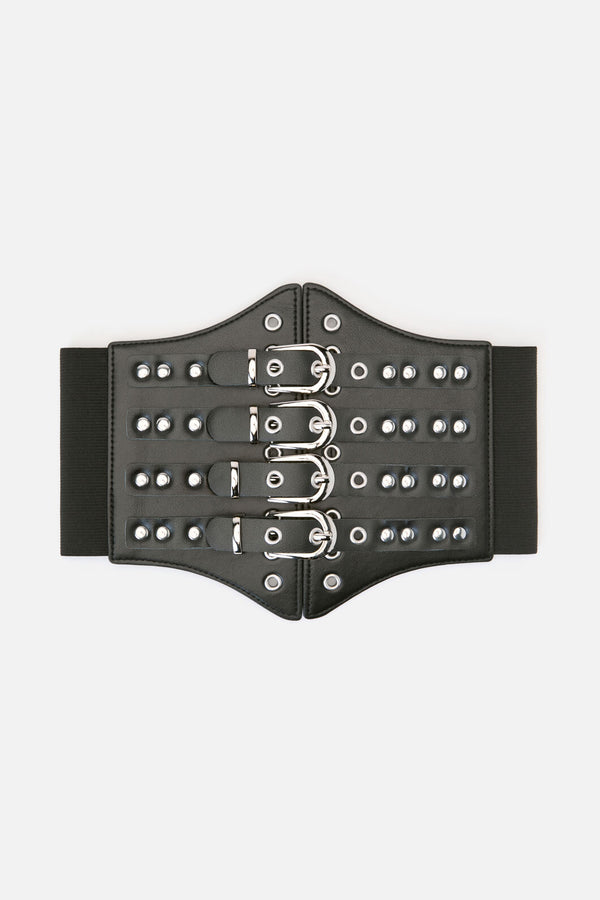 Dangerfield - Stud & Buckle Waist Belt - black