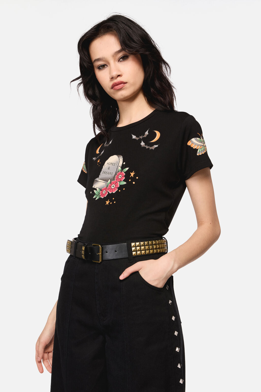 Dangerfield - Brass Pyramid Stud Belt - black