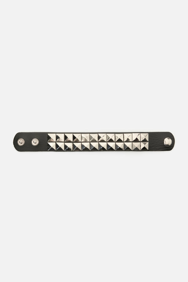 Dangerfield - Pyramid Stud Wrist Band Cuff - black-silver
