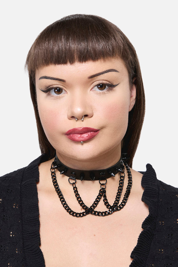 Dangerfield - Spike & Chain Choker - black