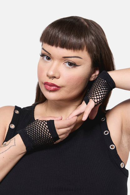 Dangerfield - Fishnet Fingerless Glove - black