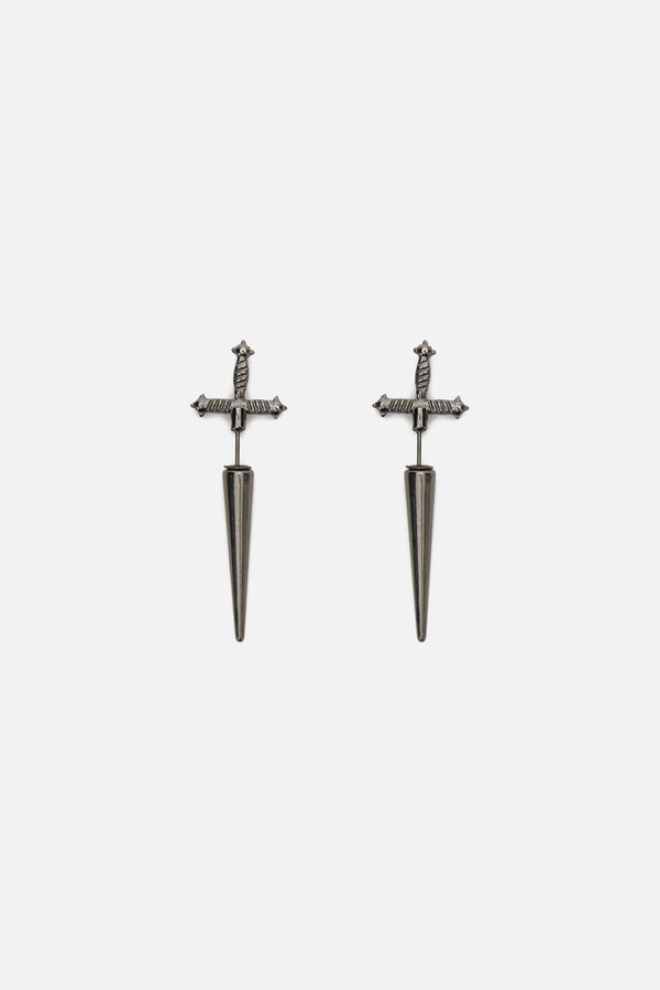 Dangerfield - Through The Ear Sword Earrings - silver
