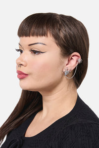 Dangerfield - Spiders Web & Chain Earrings - silver