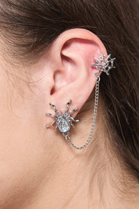 Dangerfield - Spiders Web & Chain Earrings - silver