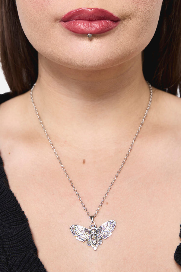 Dangerfield - All Hallows Eve Moth Necklace - silver