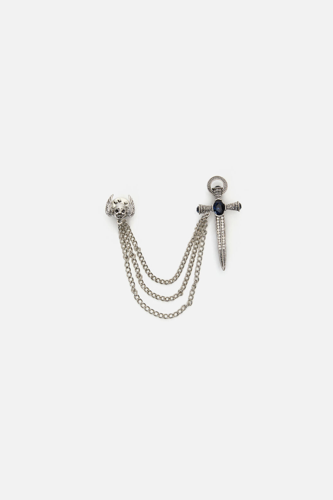 Dangerfield - Dagger & Skull Chain Pin - silver