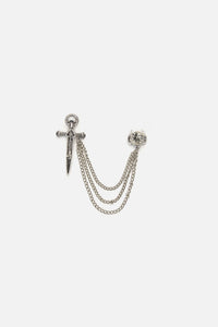 Dangerfield - Dagger & Skull Chain Pin - silver