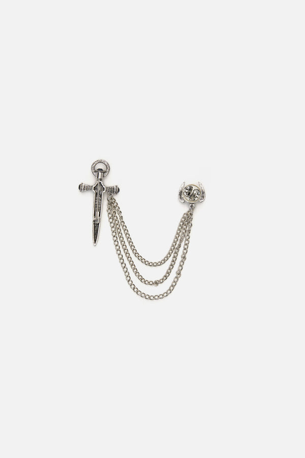 Dangerfield - Dagger & Skull Chain Pin - silver