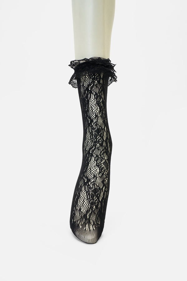 Dangerfield - Black Lace Frill Sock - black