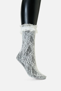 Dangerfield - White Lace Frill Sock - white