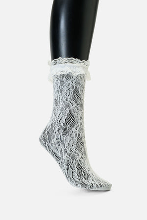 Dangerfield - White Lace Frill Sock - white