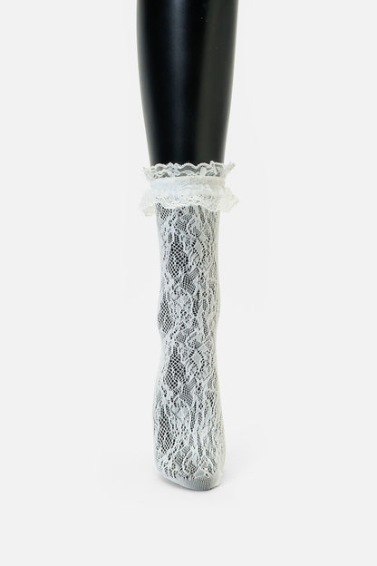 Dangerfield - White Lace Frill Sock - white