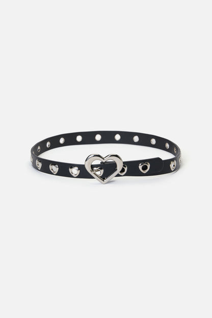 Dangerfield - Heart Eyelets & Buckle Belt - black