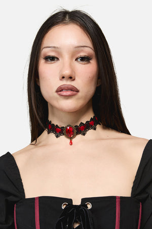 Dangerfield - Gothic Lace Choker - red