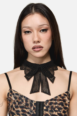 Dangerfield - Black Lace Bow Collar - black
