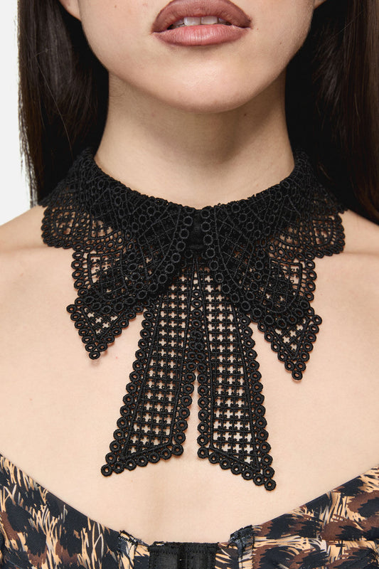 Dangerfield - Black Lace Bow Collar - black