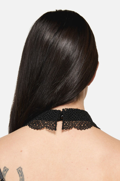 Dangerfield - Black Lace Bow Collar - black