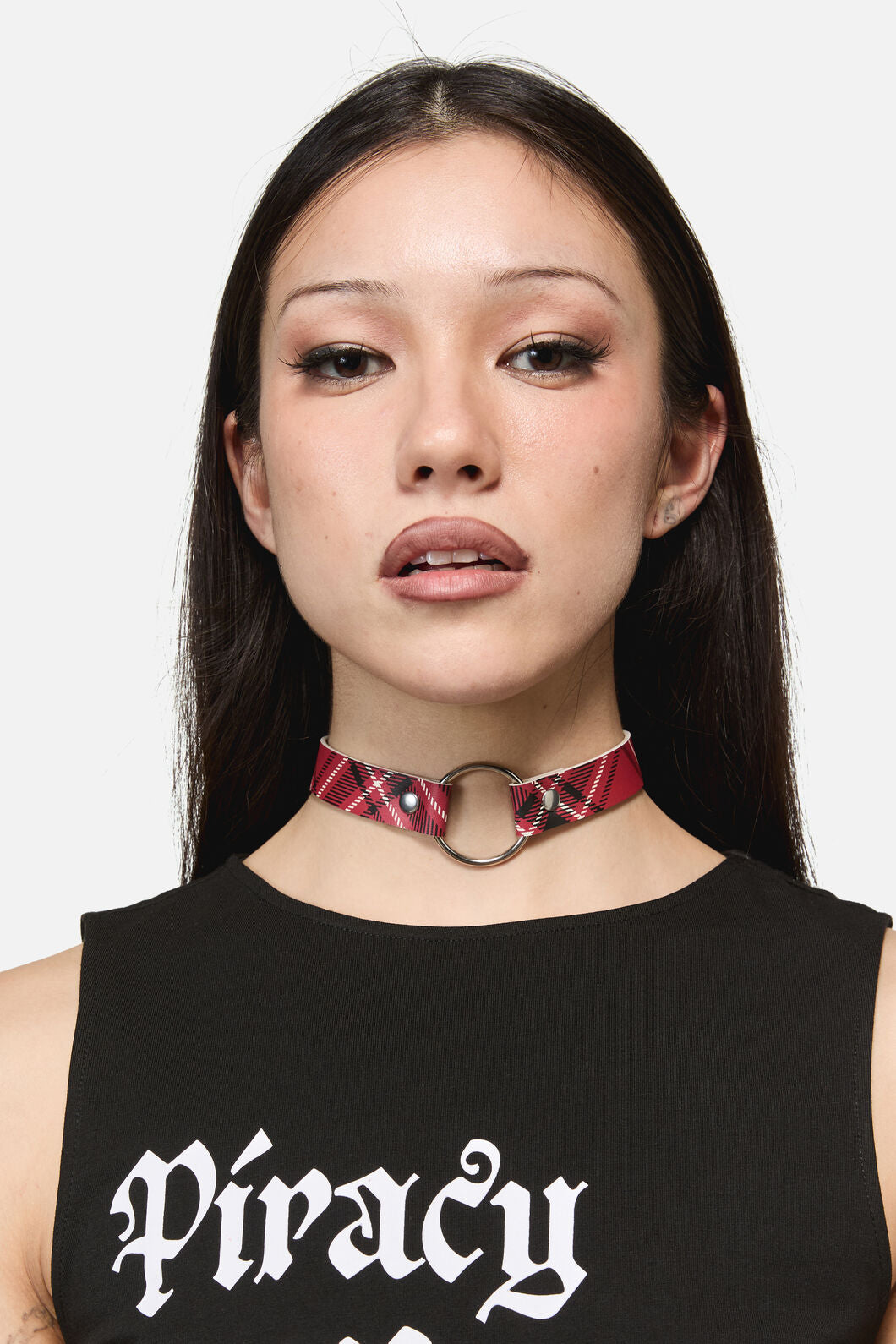 Dangerfield - Piracy Tartan PU Choker - red