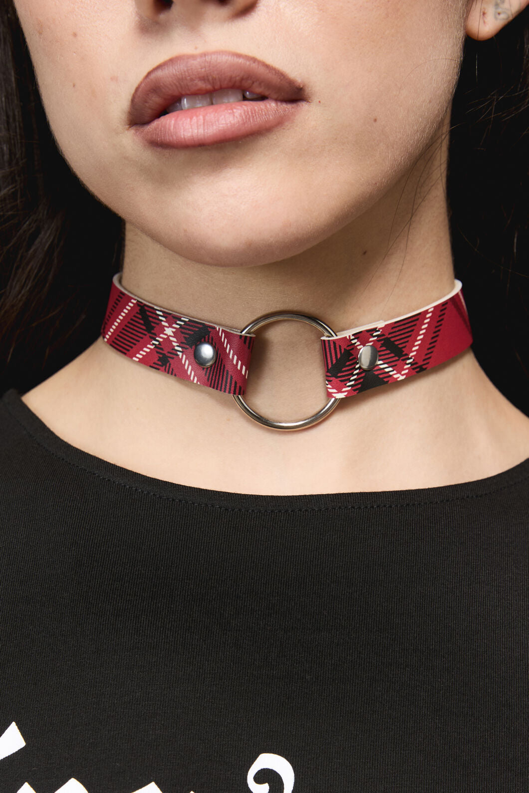 Dangerfield - Piracy Tartan PU Choker - red