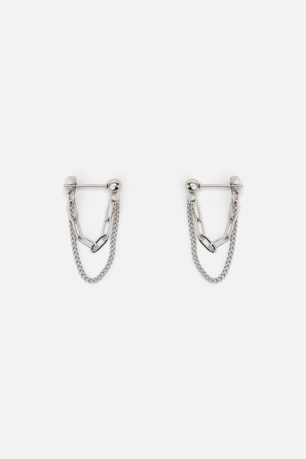 Dangerfield - Double Chain Earrings - silver