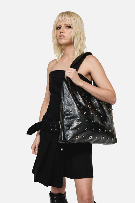 Dangerfield - Stud and Eyelet Tote Bag - black