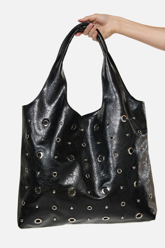 Dangerfield - Stud and Eyelet Tote Bag - black